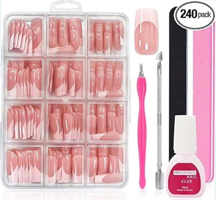 Pink French Tip Press-On's Medium